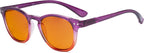 Eyekepper Ladies Blue Light Blocking Reading Glasses with Orange Tinted Filter Lens - Night Sleep Computer Readers Women - Purple-Red Frame +1.75