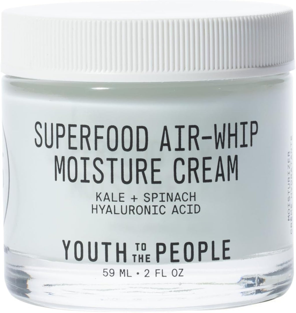 Youth To The People Superfood Air-Whip Moisture Cream - Kale + Green Tea Hyaluronic Acid Face Moisturizer, Smooths + Hydrates Up to 48HR with Dewy Glow, Non-Greasy Lightweight Gel, Non-comedogenic