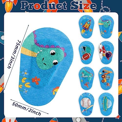 Panitay 40 Pcs Kids Eye Patches for Boys Toddlers Adhesive Patches Bulk with Lazy Eye Breathable Fabric Pad Light Blocking Cute Designs Cotton Adhesive Bandages for Boys Children