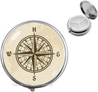 Compass Rose Pill Box Graduation Gift Compass Jewelry Traveler Gift Compass Pill Case Adventure Compass Jewellery Nautical Jewelry Travel.F275