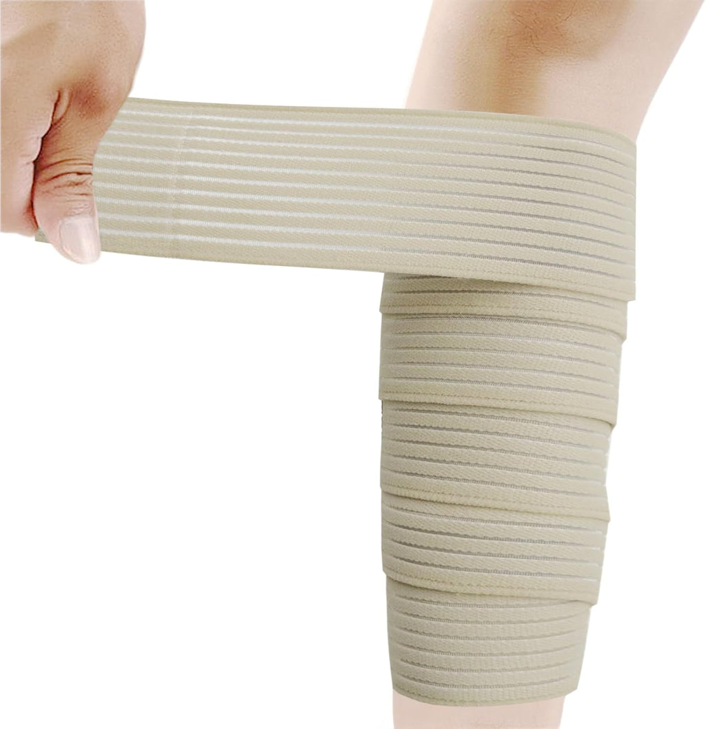 Elastic Calf Compression Bandage Sleeve Wrap for Calf Pain Relief Lower Leg Compression Support Shin Splint Guard Adjustable Plus Size Black Large (Beige)