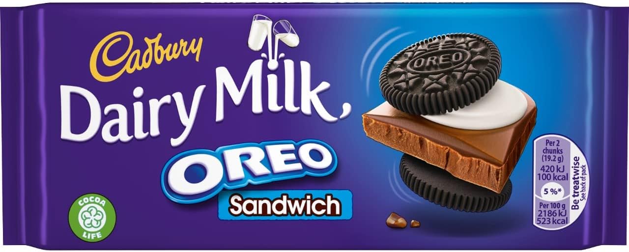 Cadbury Dairy Milk Oreo Sandwich Chocolate Bar, 96 g