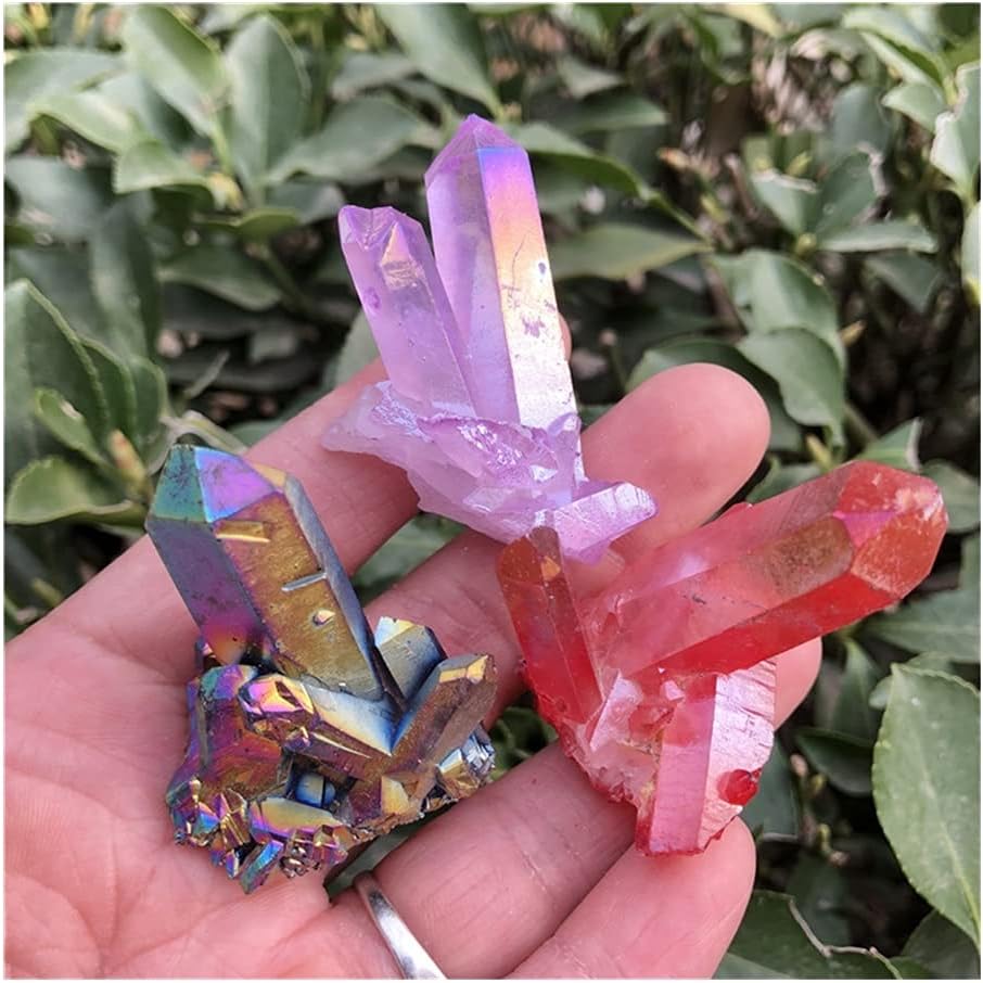 Health & Household Aura Crystal Cluster Angel Aura Titanium Quartz Crystal Stunning Rainbow Specimen Minerals Reiki Healing Chakra