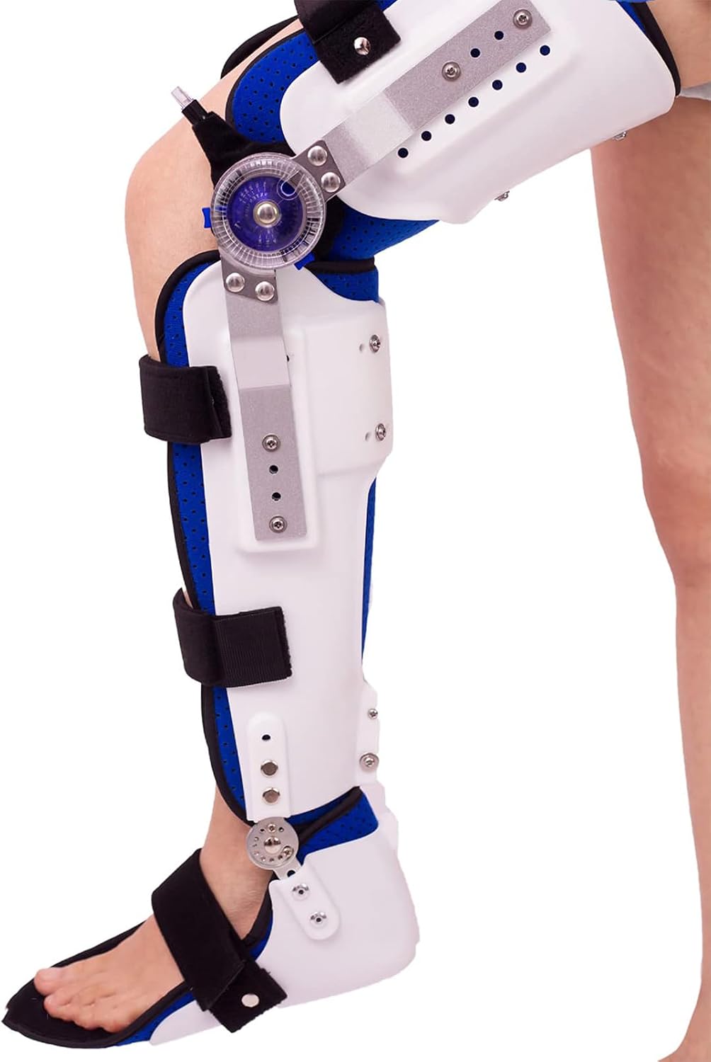 ROM Hinged Knee Foot Support Brace Orthosis Joint Stabilizer, Knee Ankle Foot Orthosis Support, Adjustable Post Op Knee Full Leg Immobilizer Protector Splint for Women and Men
