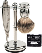 Parker SR1 Classic Straight Razor Set for the Ultimate Wet Shave – Includes 100% Pure Badger Brush, Chrome Stand & 100 Premium Stainless Steel Blades – Barber‑Quality Grooming Kit for Men