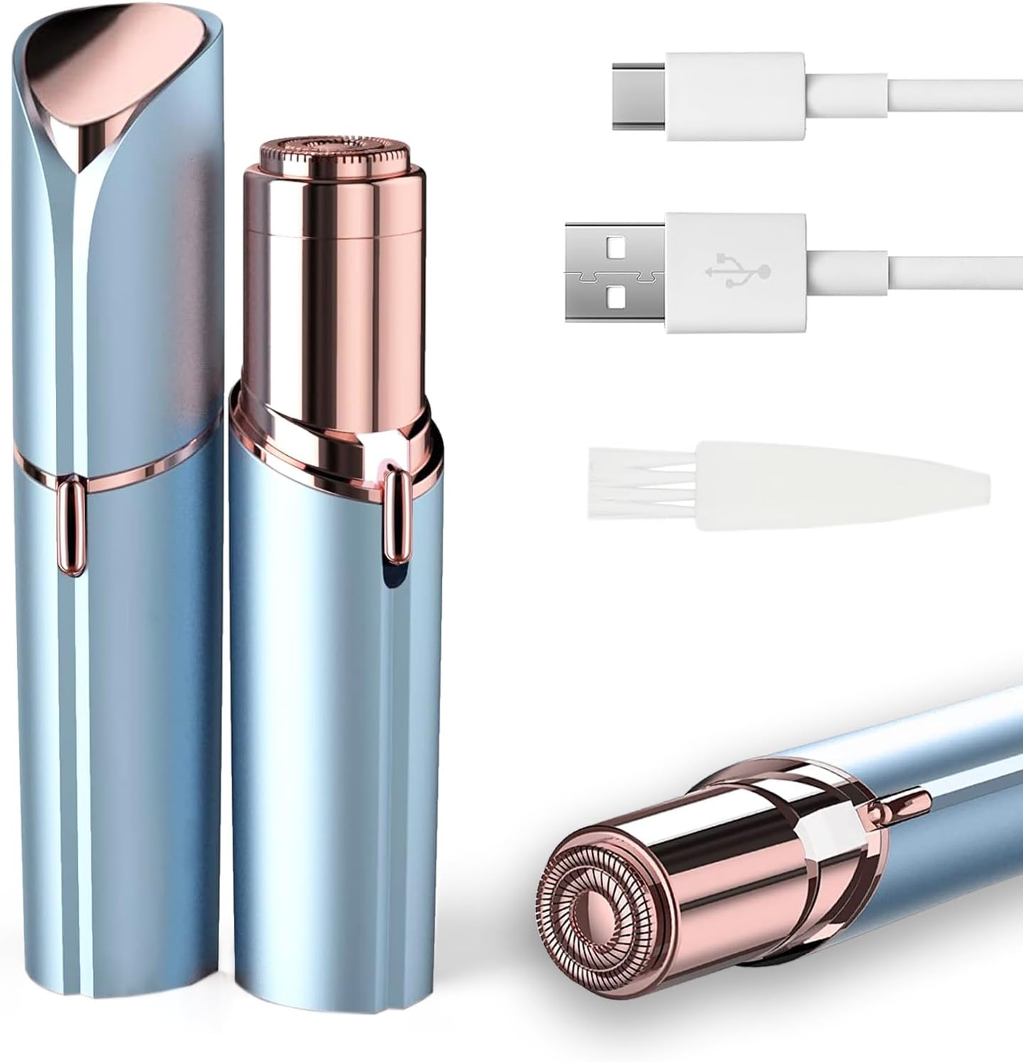 Facial Hair Removal for Women, Electric Painless Facial Hair Remover for Face, Lip, Chin with USB Rechargeable, Blue(Device Only)