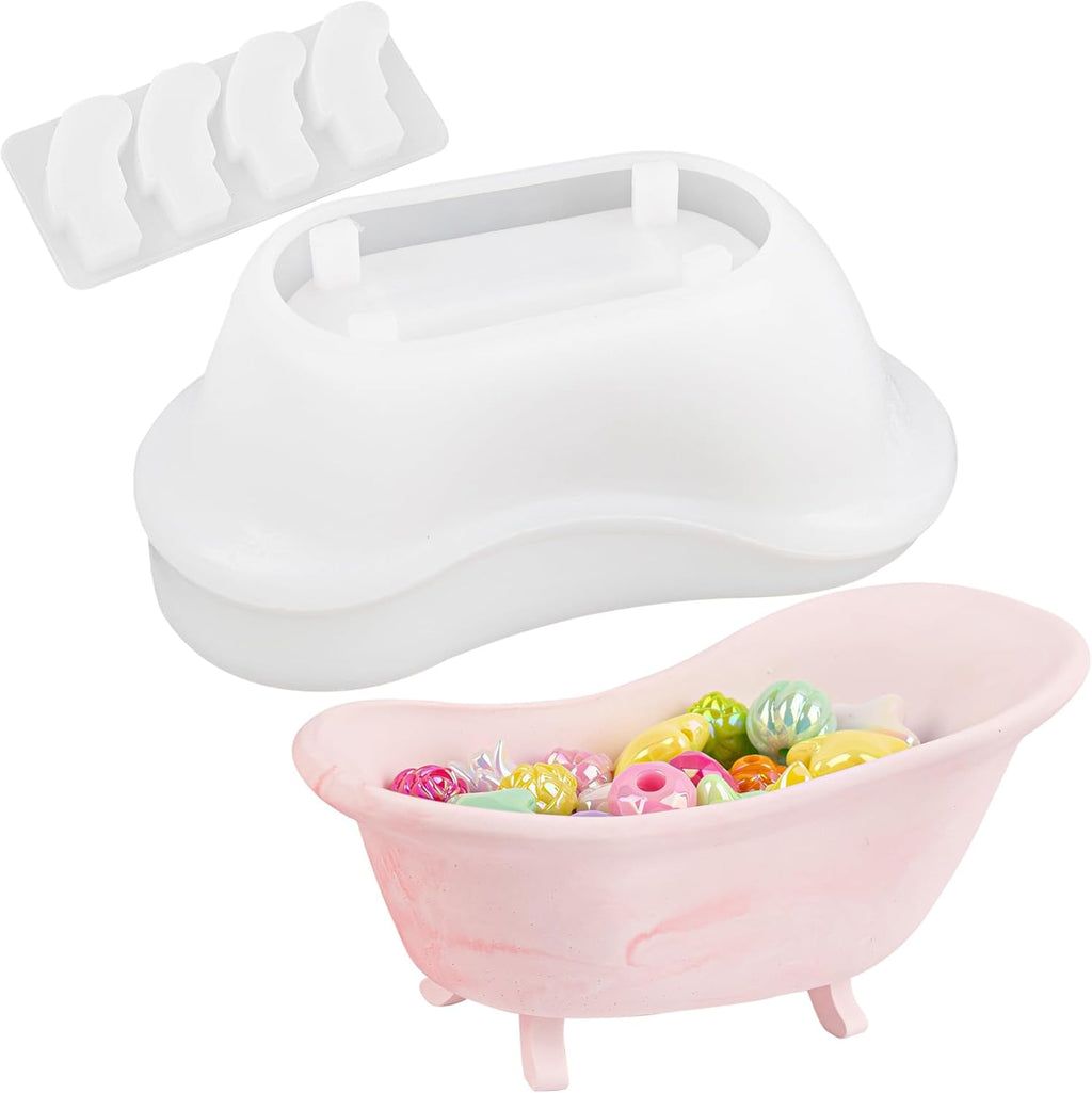 Framendino, Mini Bathtub Soap Dish Silicone Resin Molds for Jewelry Storage Holder Candle Vessel Container Flower Tray