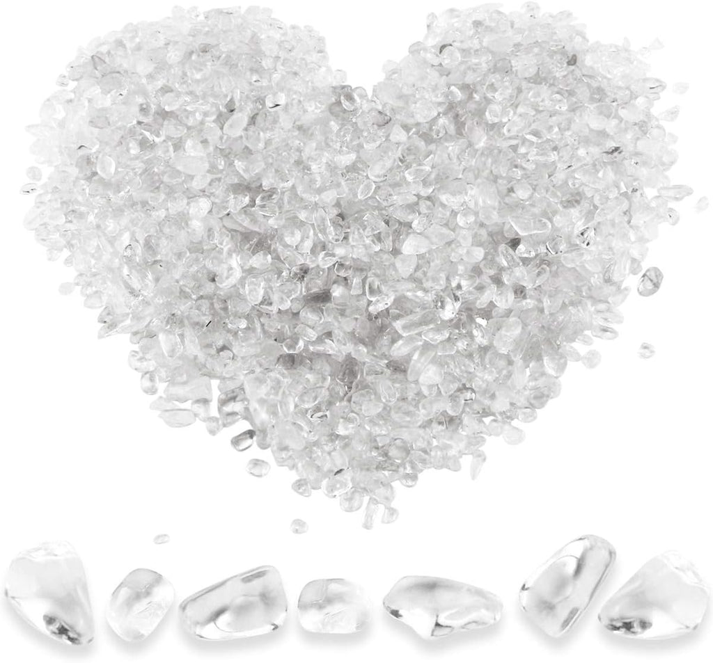 Twdrer 2lb/950g Small Natural White Clear Irregular Shaped Crystal Quartz Rock Tumbled Chips Crushed Stone Healing Reiki Crystal Gemstones for Garden Aquarium Vases Plants Decoration