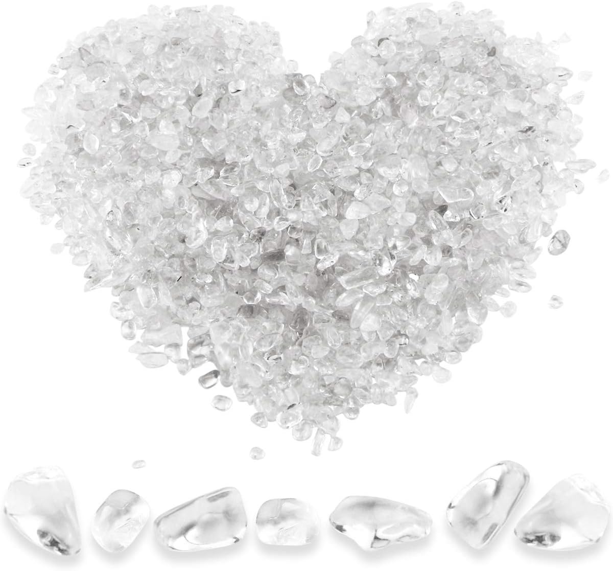 Twdrer 2lb/950g Small Natural White Clear Irregular Shaped Crystal Quartz Rock Tumbled Chips Crushed Stone Healing Reiki Crystal Gemstones for Garden Aquarium Vases Plants Decoration
