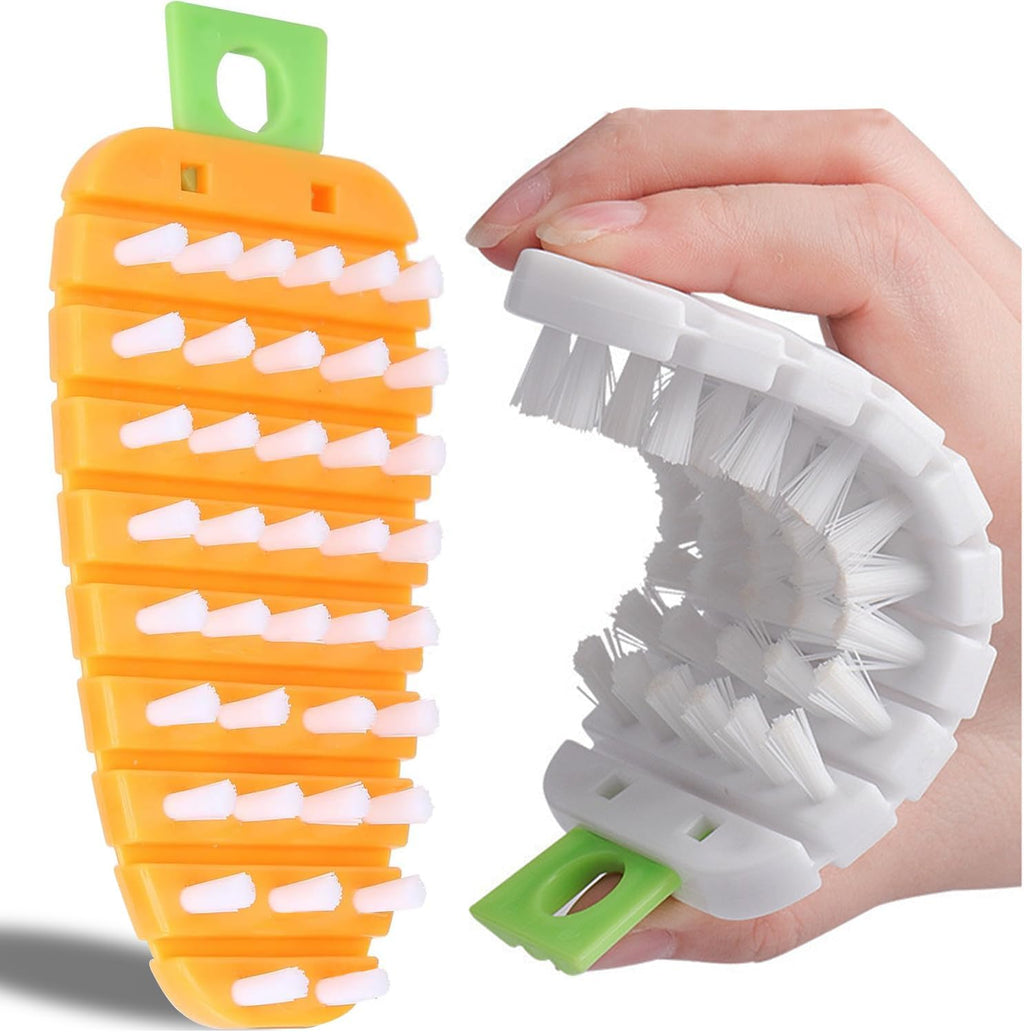 Vegetable Brush,2 Pcs Multiple Segments are Bendable Cleaning Brush (Orange,White)