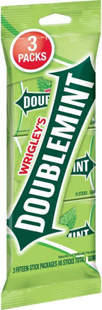 WRIGLEY'S Doublemint Chewing Gum Bulk Pack, 15 Stick Count (Pack of 3) - Gum Packs