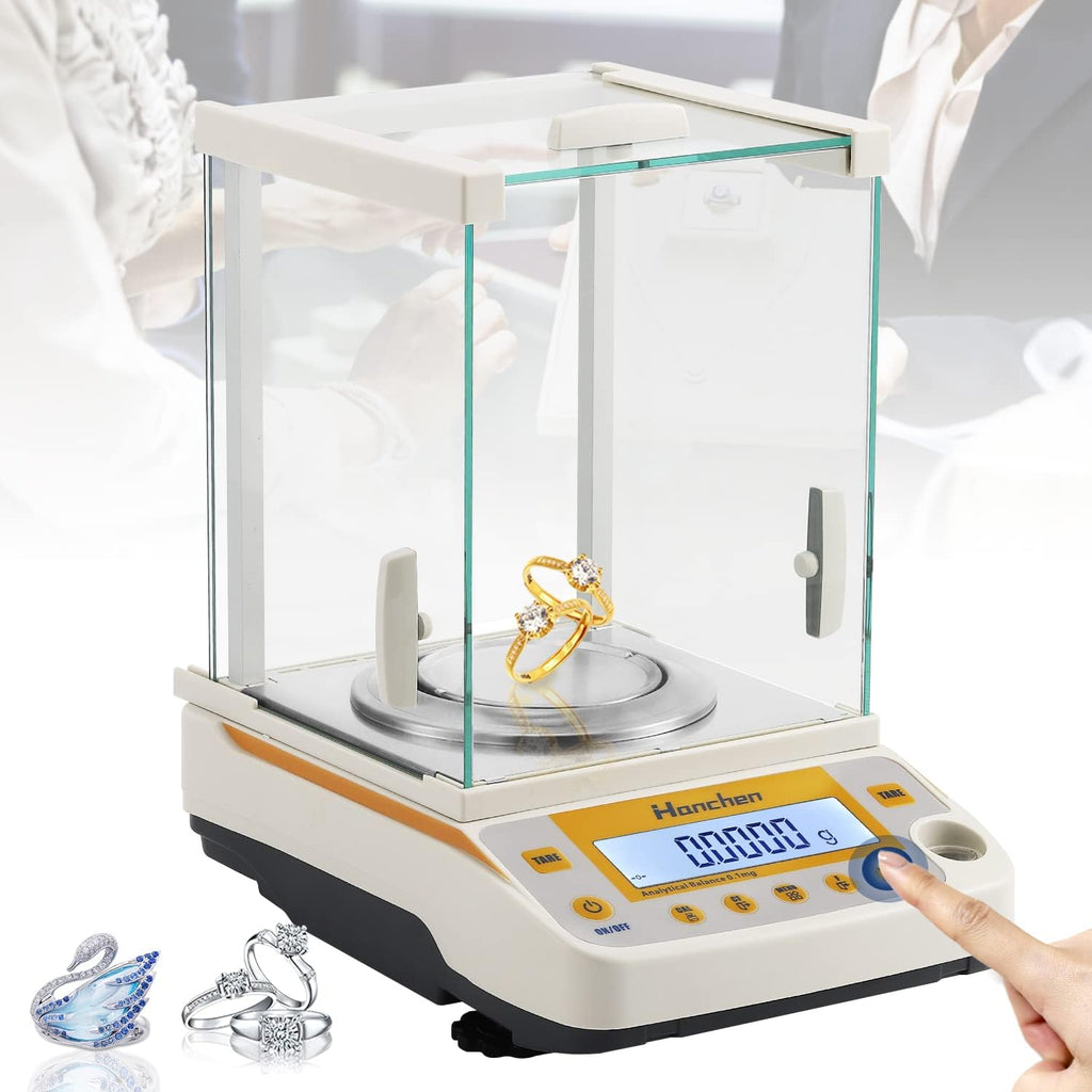 Hanchen Digital Analytical Balance, 0.1mg Precise Electronic Scale for Lab/Pharmacy/Jewelry Store/Chemical Plant 0.0001g (120g/0.0001g)