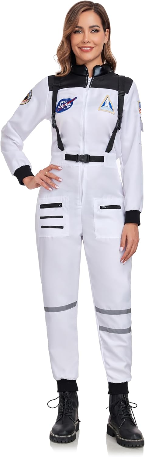 Womens Astronaut Costume Adult Space Suit Halloween Dress up