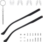 1 Pair Glasses Arm Replacement, Black Eyeglasses Repair Kit with Screws Washers Screwdriver Nose Pads Eyeglass Arms Replacement Temple Arms 6mm for Glass Sunglasses Convex Single Teeth 1.2mm
