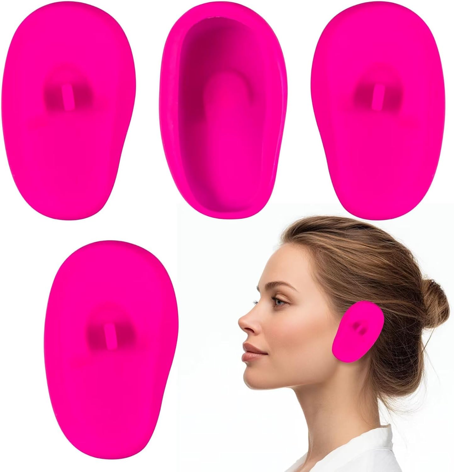 4PCS Pink Silicone Ear Covers for Hair Dye and Showering for Hair Dye Ear Covers for Shower and Coloring Protection