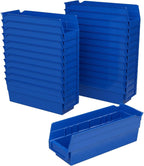 Akro-Mils 30120 Plastic Shelf Bins, Heavy Duty Storage Bins for Garage, Closet, and Drawer Organization, 12" x 4" x 4", Blue, 24-Pack