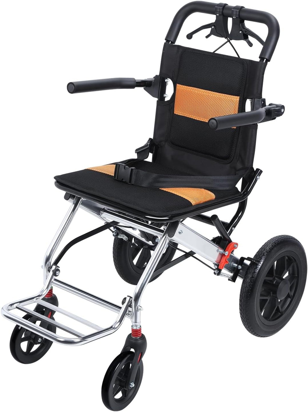 Wheelchairs for Adults, Lightweight Foldable Wheelchair, 15.75-inch Wide Seat Portable Transport Chair,with Handbrakes and 10-Inch Wheels,220-pound Load Capacity, with Shock Absorption Pump