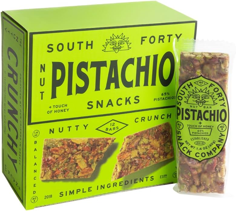South Forty Snack Company Pistachio Nut Bars 1.4 oz (Pack of 12)