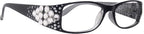 NY FIFTH AVENUE Merkel (Bling) The Diamond Crystal Shape Women Reading Glasses (Clear) Genuine European Crystals Black Frame