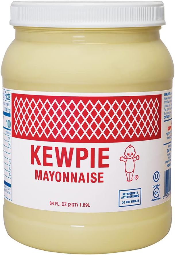 KEWPIE Mayonnaise (Product of USA), Authentic Japanese-Style Mayonnaise, Rich & Creamy Umami Flavor, Made With Cage-Free Eggs, Gluten Free, Kosher Condiment, Perfect for Sandwiches, Sushi, Salads & Dips, Bulk Bottle, 64 oz