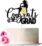 Congrats Grad Cake Topper 2025 Congrats Grad Cake Decor 2025 High School/College/Senior Graduation Party Decorations Supplies (girl, Black and red)