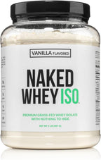 NAKED Vanilla Whey Isolate Protein - Only 4 Ingredients, 30g Grass-Fed Protein, Undenatured, No GMO, No Soy, Gluten-Free, No Preservatives - 24 Servings