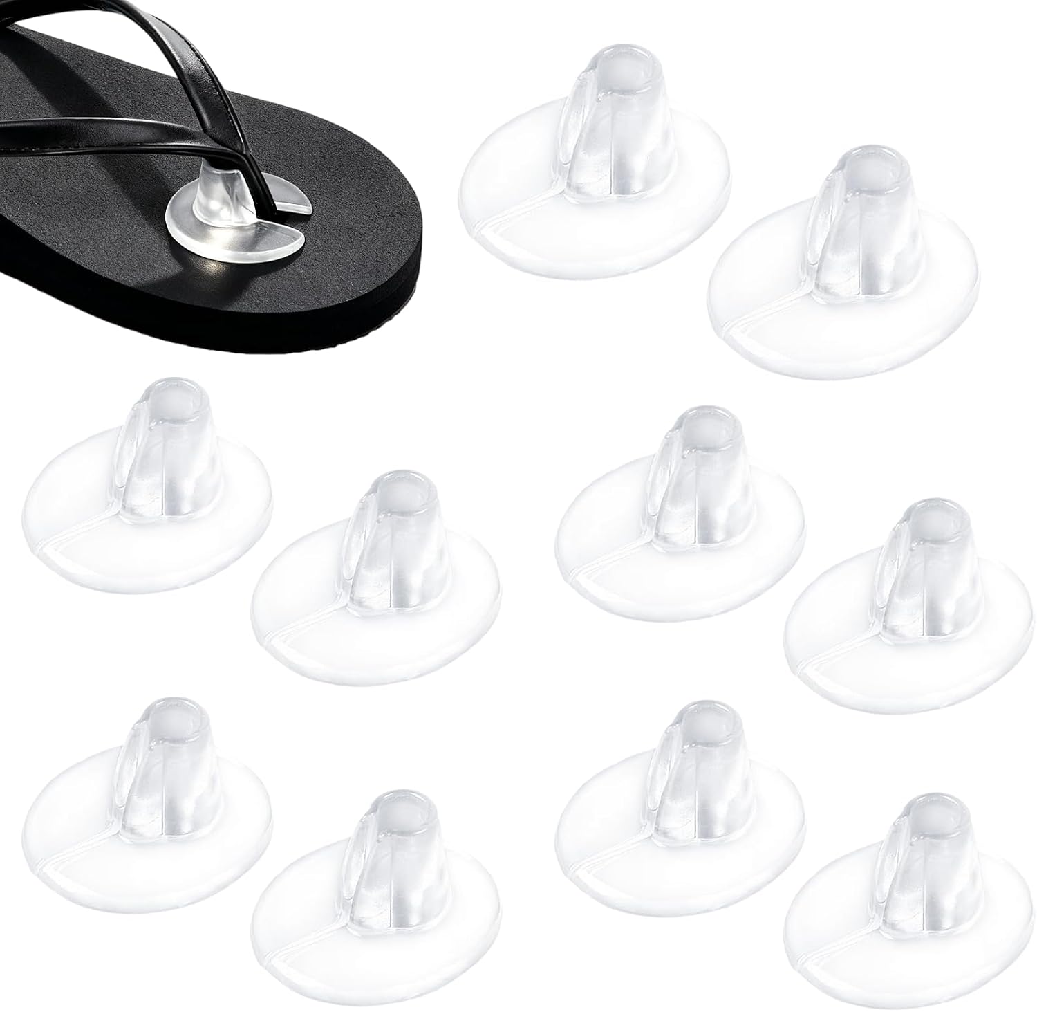 5 Pairs Clear Silicone Gel Sandal Thong Toe Protectors Non-Slip Self Adhesive Flip-Flops Toes Guards Separator Inserts Cushions Forefoot Pads Insoles (Style A)