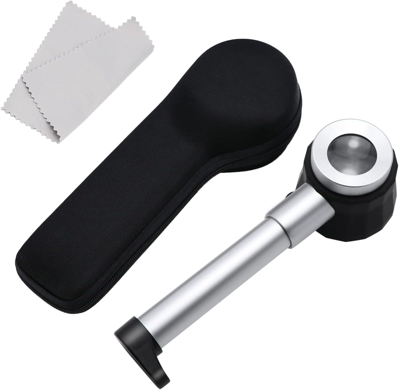 Mexi Handheld 10X Magnifier Loupe Optical Glass Magnifying Glass with Light Scale Magnifying Jewelry Loupe with Measure Scale