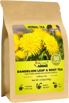 FullChea - Dandelion Leaf & Root Tea bags, 50 Teabags, 2g/bag - Natural Dandelion Herbal Tea for Liver & Kidney Health - Non-GMO - Caffeine-free - Support Digestion & Boost Immune System