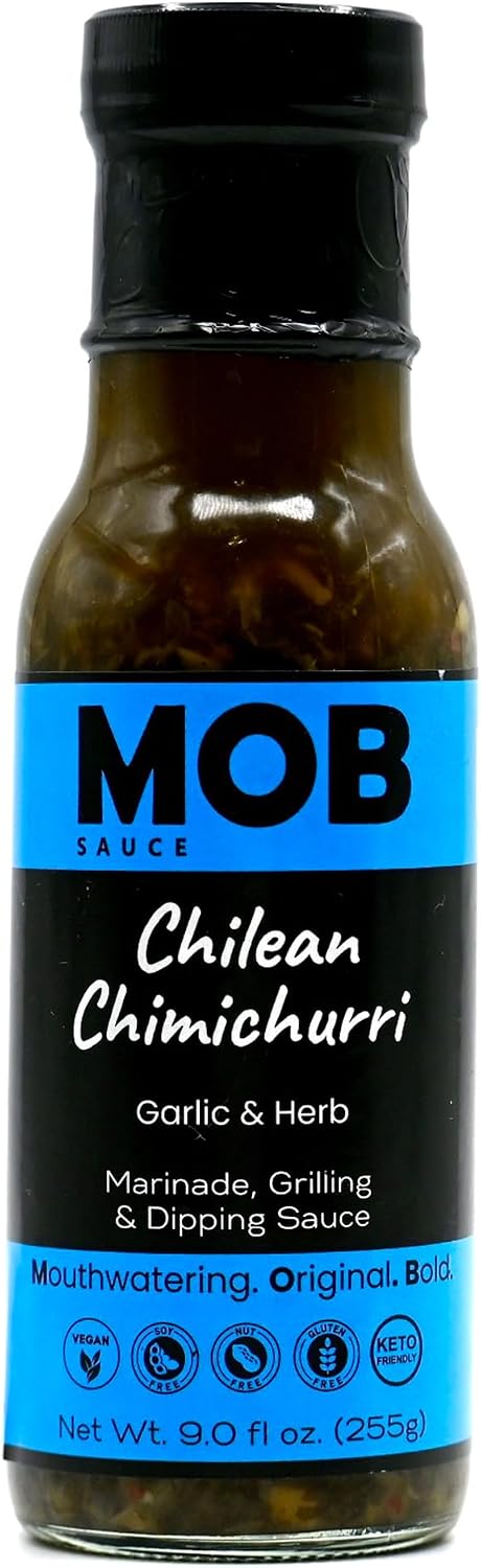 MOB Sauce Chilean Chimichurri – Award Winning Garlic & Herb Marinade Grilling & Dipping Sauce that’s Vegan, Gluten-Free, Keto-Friendly with Natural Ingredients Free of Preservatives – 9 fl oz