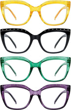 Eyekepper 4-Pack Reading Glasses for Women Rhinestone Readers Cat-eye Eyeglasses +1.75