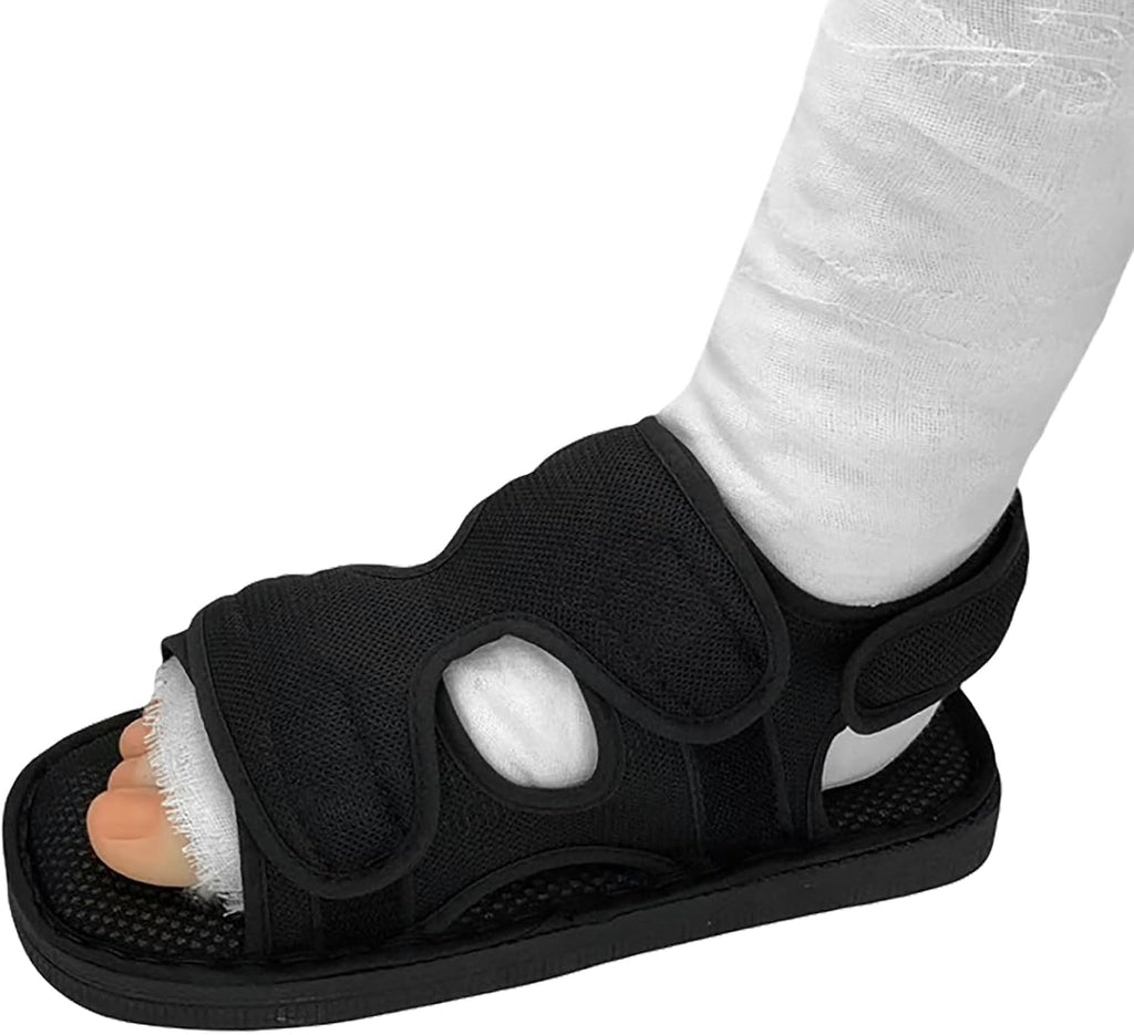 Post-Fracture Recovery Shoe for Broken Toes Ankle & Heel Adjustable Medical Walking Boot with Open-Toe Design Stable Support for Foot & Ankle Injuries Unisex Post-Op Plaster Cast Shoe