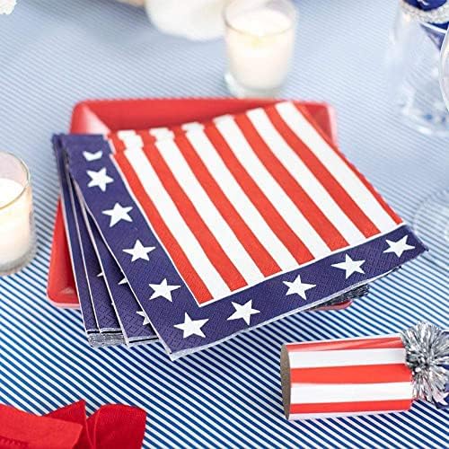Caspari Red, White & Blue Paper Luncheon Napkins - 40 Count