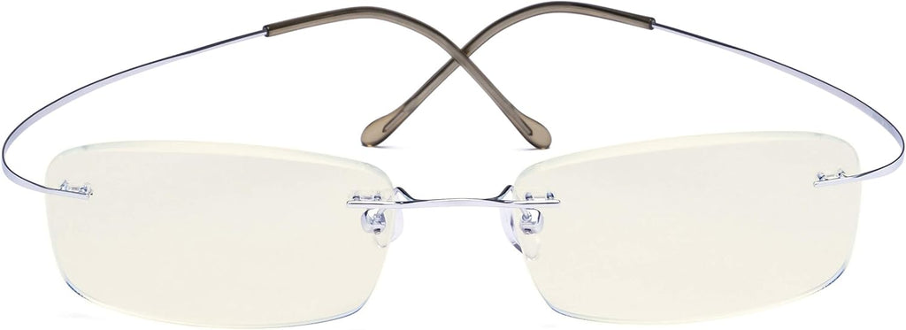 CessBlu Titanium Computer Glasses Reading Eyeglasses Frameless Readers Blue Light Filter