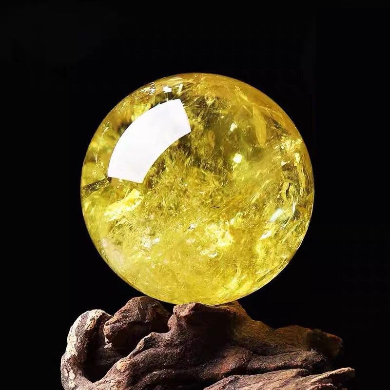 Yellow Crystal Ball raw Stone Ornaments Home Office Gift Yellow Crystal Ball Ornaments,Yellow,30~40mm