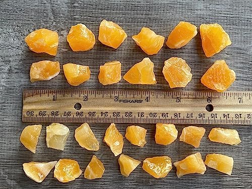GAF TREASURES Wholesale Calcite Rough Natural Stones Small, Raw Calcite Crystals (Orange Calcite, 0.5 Pound)
