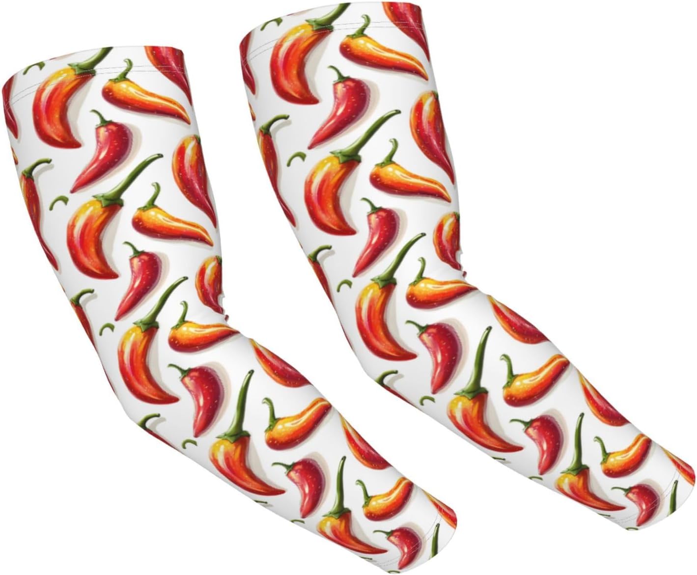 Cooling Arm Sleeves for Men Women Uv Protection - Fashion Red Chili Pepper Print Breathable Gardening Compression Tattoo Sleeves to Cover Arms for Women Men with Thumb Hole