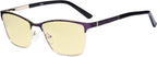 Eyekepper Ladies Blue Light Blocking Glasses with Yellow Filter Lens - Semi Rimless Computer Eyeglasses Women - UV420 Eyewear - Purple