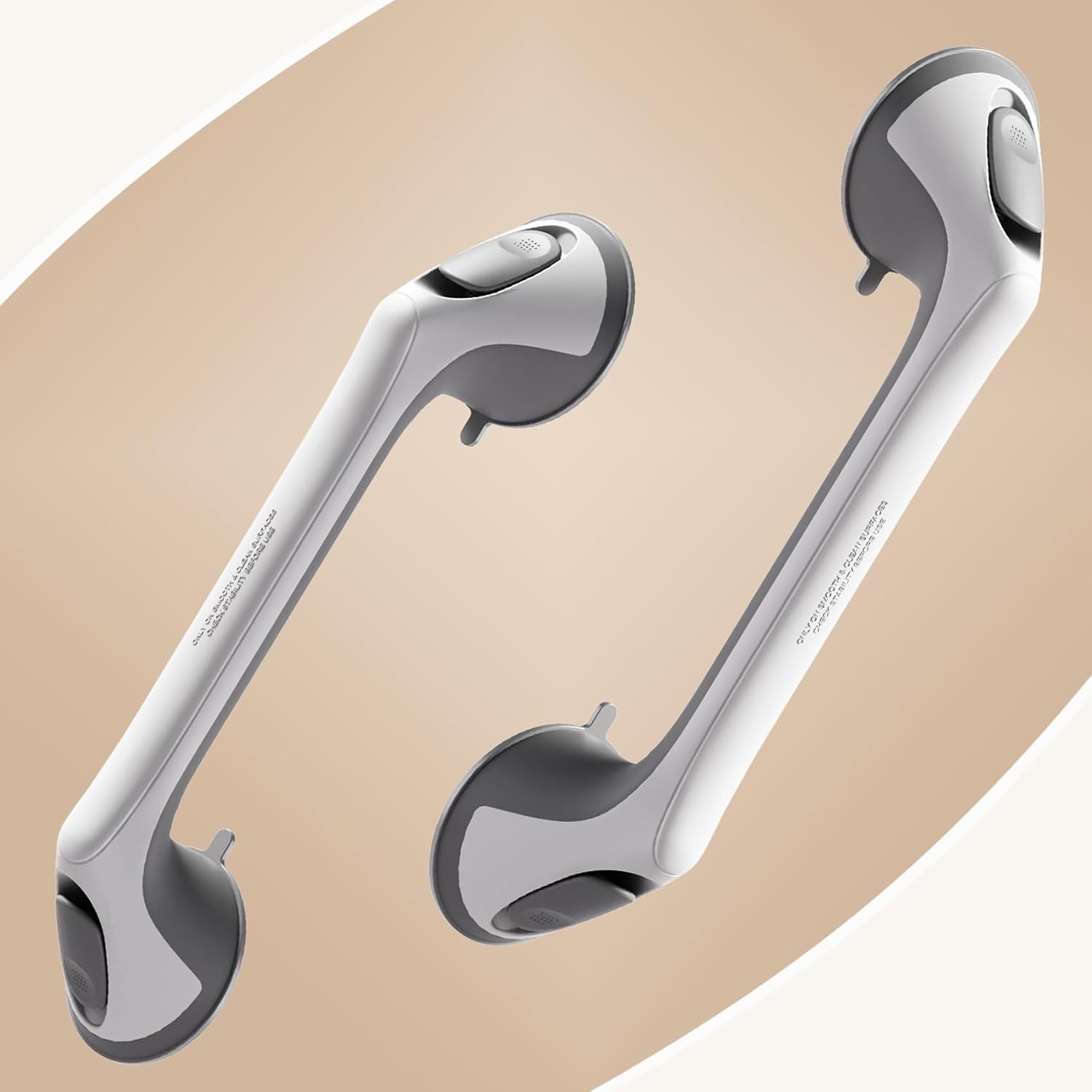 2 Pack 16 Inch Elderly Heavy Duty Shower Handle, Seniors Grab Bars for Bathtubs, Suction Cup Removable Handrails, Safety Bathroom Grip for Handicap (Light Gray)