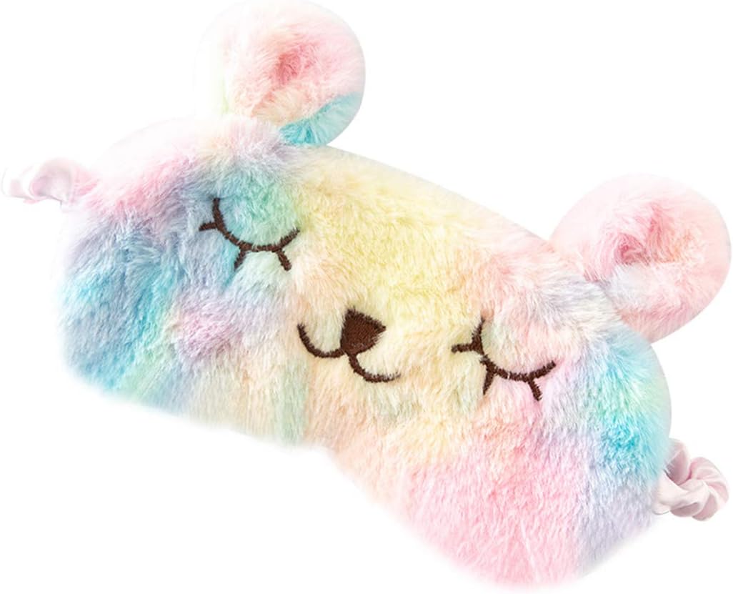 Cute Animal Sleeping Mask Soft Plush Blindfold Cute Rabbit Panda Koala Eye Cover Eyeshade for Kids Teens Girls Women (Rabbit)