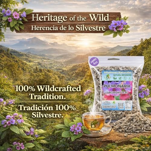 Pulmonaria Herbal Tea – 4 oz (113g) – 100% Natural Lungwort Herb – Wildcrafted Mexican Origin – Vegan, Non-GMO, Gluten-Free – Loose Leaf Herbal Infusion – Te by BexpertsUSA