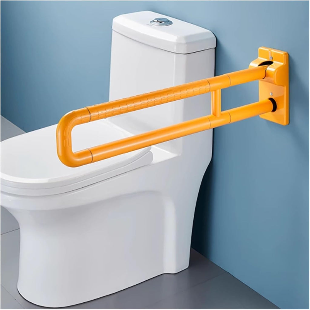 Foldable Toilet Safety Grab Bars - 75cm Flip-Up Bathroom ils for Elderly, Shower Assist Aid, Secure Toilet Hand Grips, Non-Slip Safety Rails