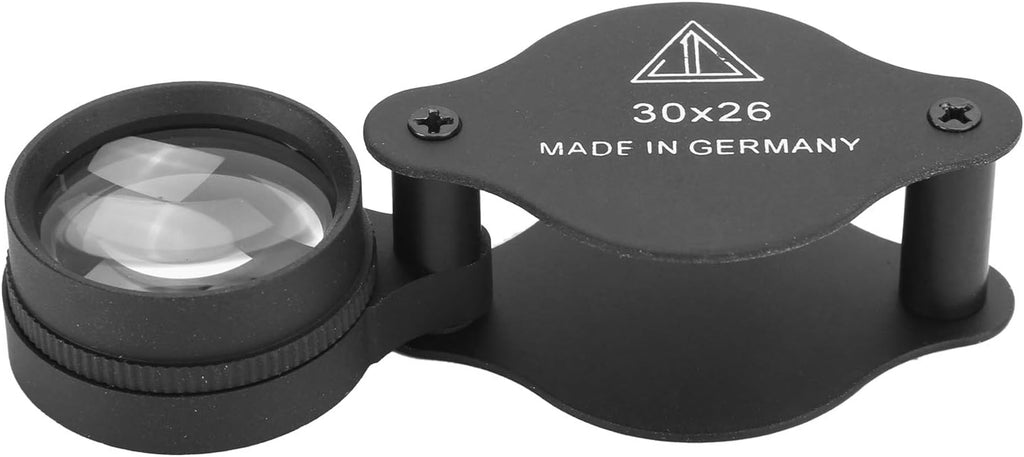 30X Magnifying Glass, 1in Lens Diameter Handheld Pocket Folding Magnifier, Portable Jewelers Loupe Magnifier with Metal Cover for Jewelry, Stamps Antiques, Gems, Diamonds, Plants