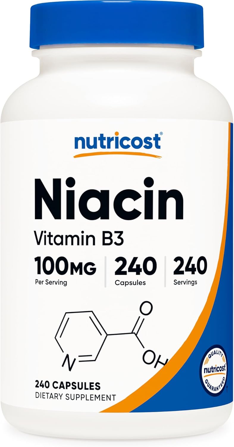 Nutricost Niacin (Vitamin B3) 100mg, 240 Capsules - with Flushing, Non-GMO, Gluten Free