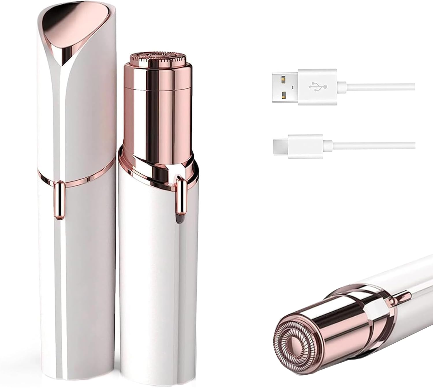 tuokiy Facial Hair Removal for Women, Painless Face Shaver for Womens, Face Razors for Lip, Chin with USB Rechargeable, White