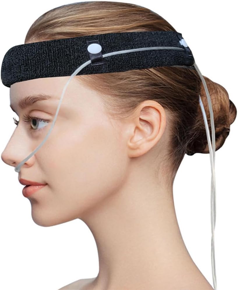 Comfort Oxygen Nasal Cannula Headband, Ear Protectors for Oxygen Tubing，Elastic Oxygen Cannula Headband to Prevent Ear Soreness (Black)