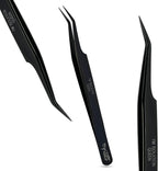 Isolation Tweezer Black Fiber Tip Lash Tweezer 12cm – Precision Stainless Steel Eyelash Extension Tool, Anti-Slip, Fine Tip for Lash Separation & Placement, Lash Artist Supplies