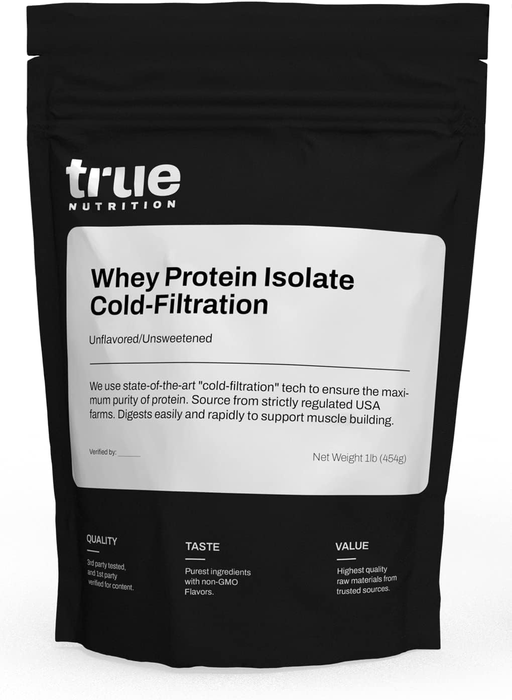 True Nutrition Whey Protein Isolate Powder - Cold-Filtered, 30g Protein per Serving - Unflavored & Unsweetened, No Additives - Keto, Gluten Free, Lactose Free, Non-GMO - 1lb