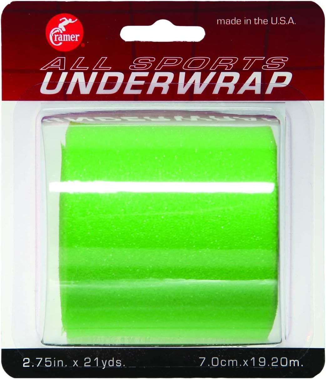 Cramer Tape Underwrap, Sports PreWrap for Athletic Ankle, Wrist, and Injury Taping Jobs, Hair Tie, Headband, Patella Support, Pre-Wrap Athletic Tape Supplies, 2.75" X 21 Yard Roll of Pre Wrap , Brite Green
