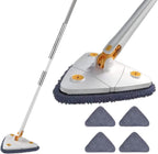 360 Rotatable & Adjustable Mop with 4 Reusable Pads, Wet & Dry Cleaning with Extendable Long Handle, Automatic Wringing Microfiber Spin Mop for Walls & Ceilings (Blue)